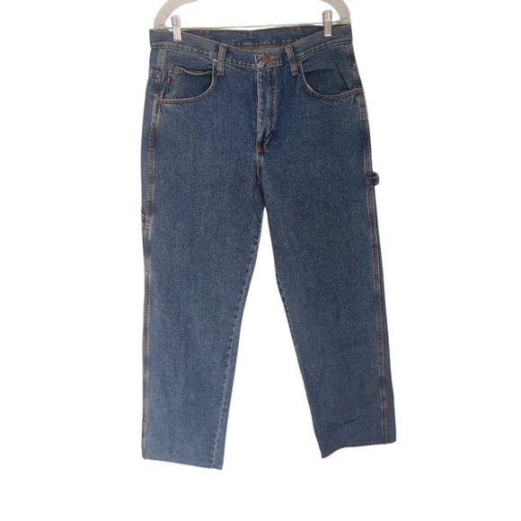 RED KAP Jeans Blue Denim Carpenter Work Pants Retro 100% Cotton 34x30 NEW READ* - Picture 1 of 12